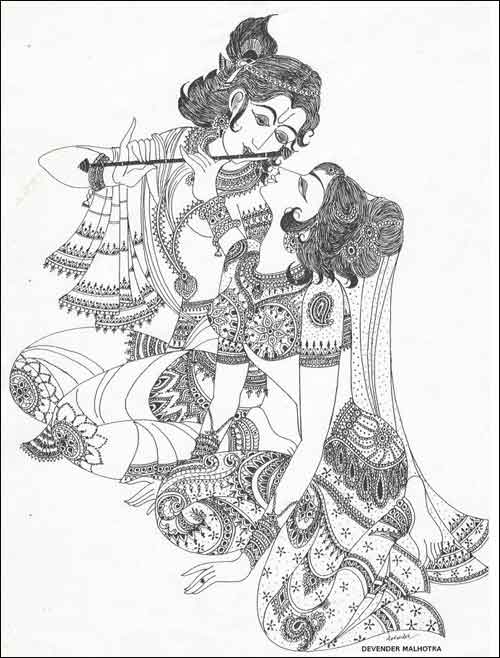 Easy Radha Krishna Pencil Drawing Free Download