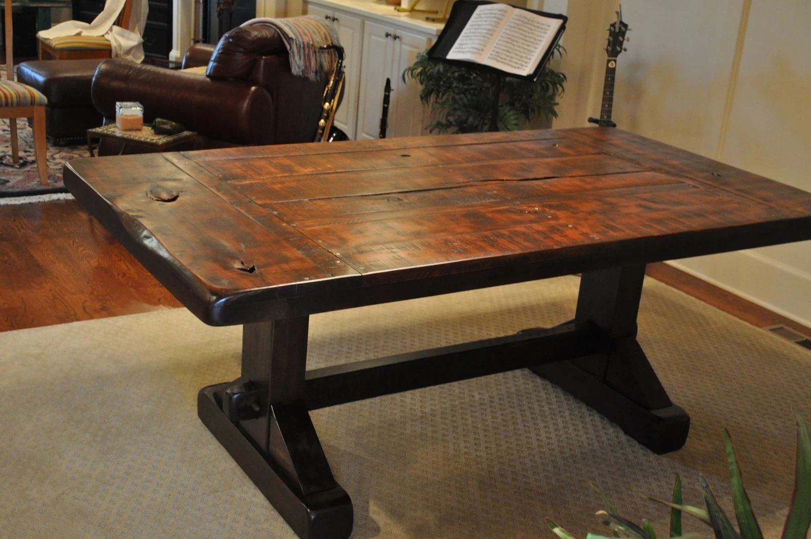 The Emerson Rustic Trestle Dining Table  Atlanta Georgia  Rustic Trades Furniture