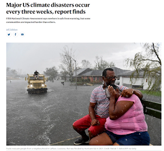 news headline  "Major US Climate disasters occur every 3 weeks, report says"