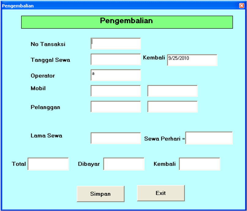 Tutorial Ilmu Komputer: Program Rental Mobil dengan Visual 