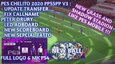 PES 2020 PPSSPP v3, Update Transfer, Full LOGO & MK PS4