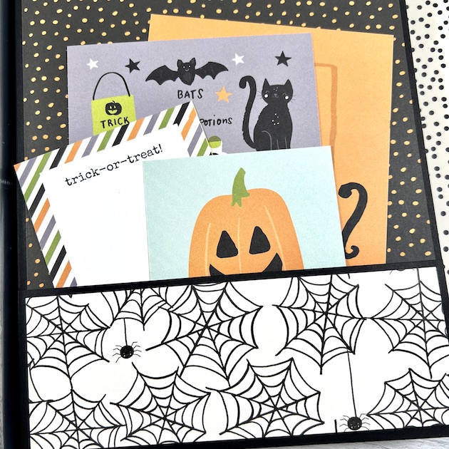 Halloween Spooky Nights Scrapbook page with pocket and journaling cards