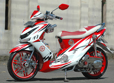 Motor Drag Ninja Modif Mio  Sporty Merah Putih Maximal