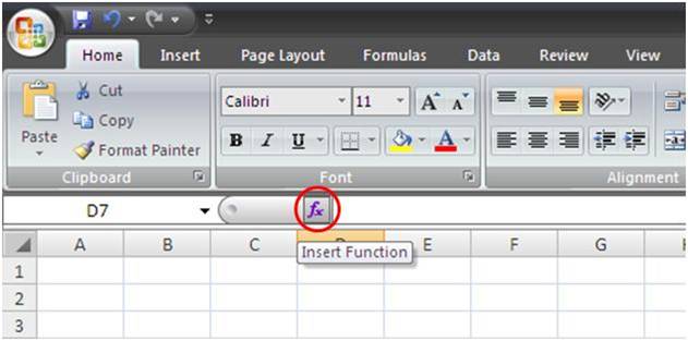 Tombol Insert Function Excel