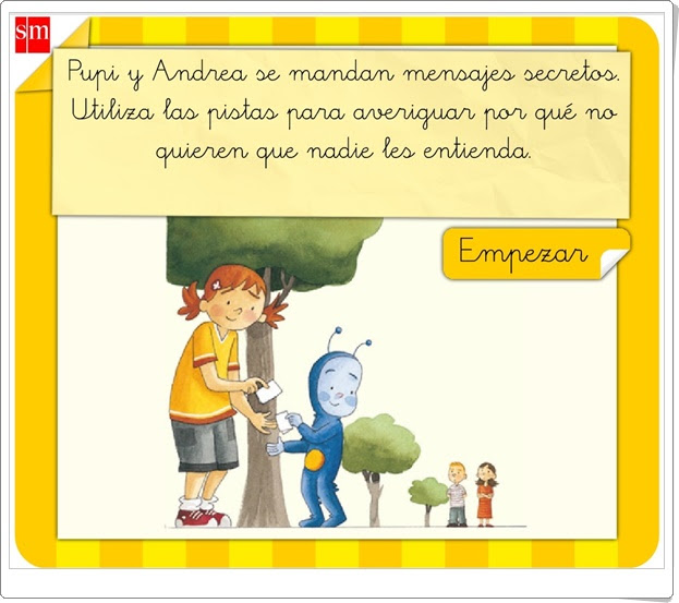 "Los mensajes secretos de Pupi" (Descifrar códigos en 1º y 2º de Primaria)