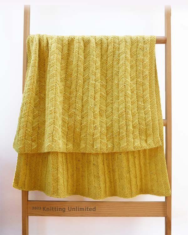 Mossy Diagonal Blanket #KnittingUnlimited