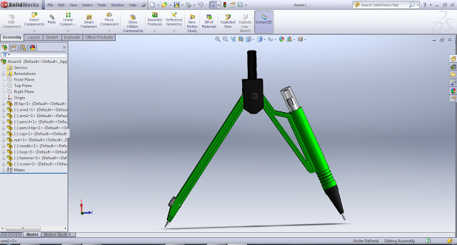 Compass 3D model in SolidWorks