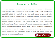 Essay on Earth Day in English