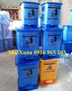 Thùng rác màu xanh dương 15 lít y tế