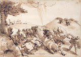 Conversion of Saul by Luca Cambiaso - Christianity Drawings from Hermitage Museum