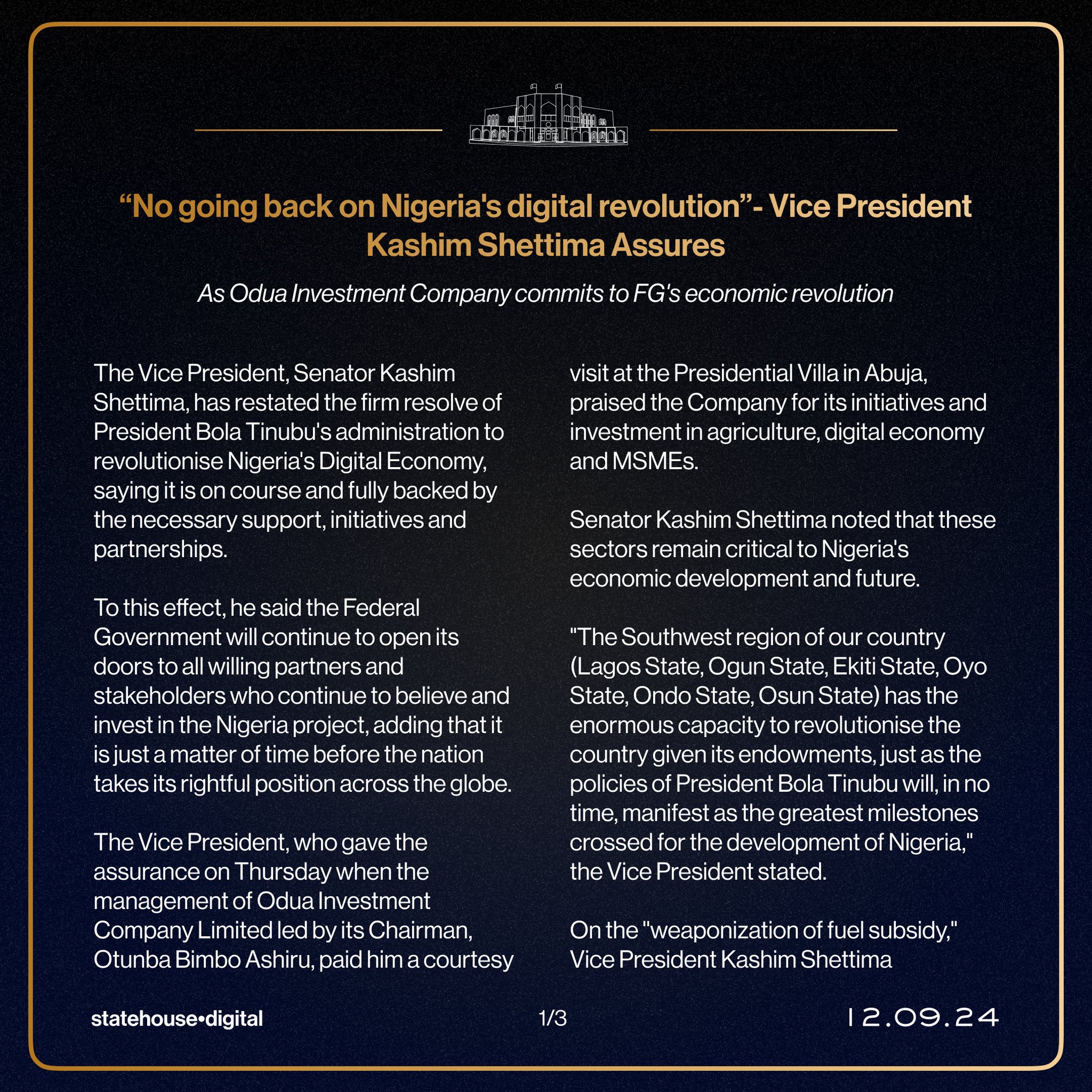 Vice President, Kashim Shettima