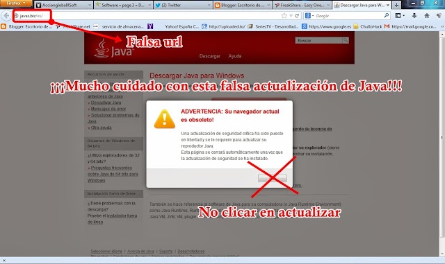 ¡¡¡Cuidado con las falsas actualizaciones de Java!!!