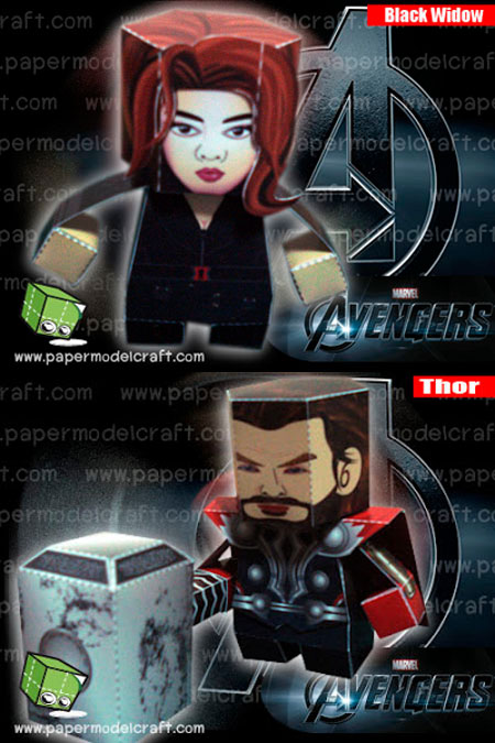 Thor Black Widow Paper Toy