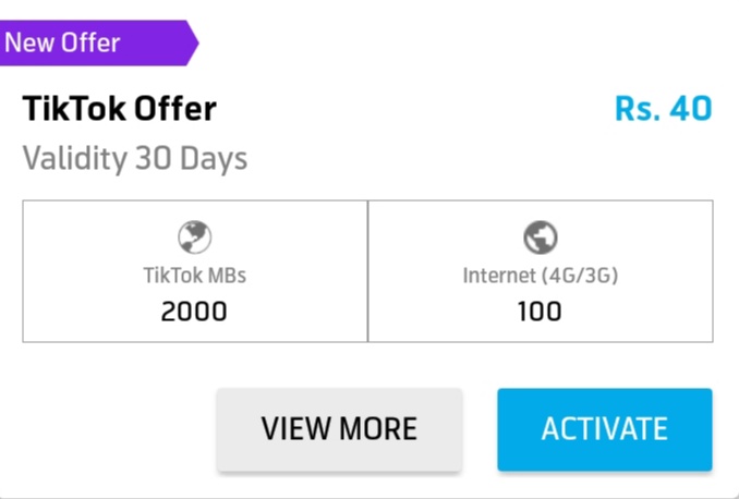 Telenor internet TikTok offer - TikTok monthly internet package