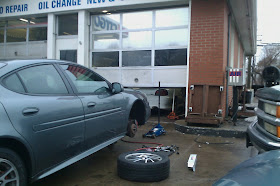 getting a used tire put on my car at a gas station