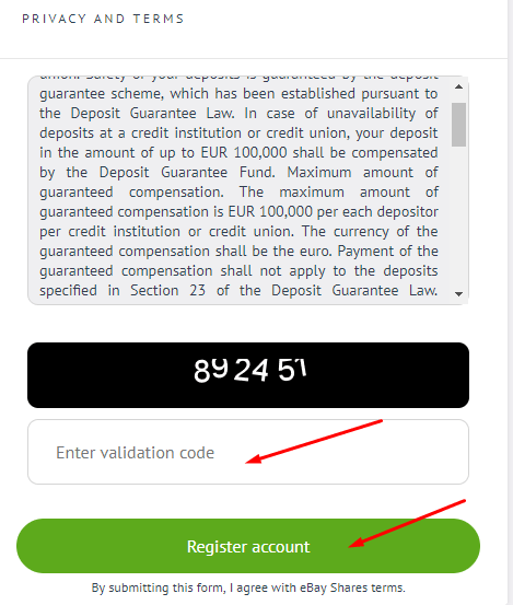 Регистрация в Ebay Shares 4