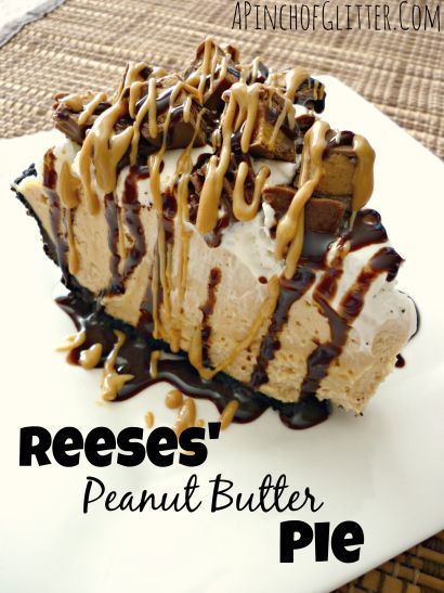 This Reese's Peanut Butter Pie is sure to knock your socks off. With a delicious no-bake peanut butter cheesecake filling and topped with Reese's Miniatures, you can't go wrong with this easy dessert.