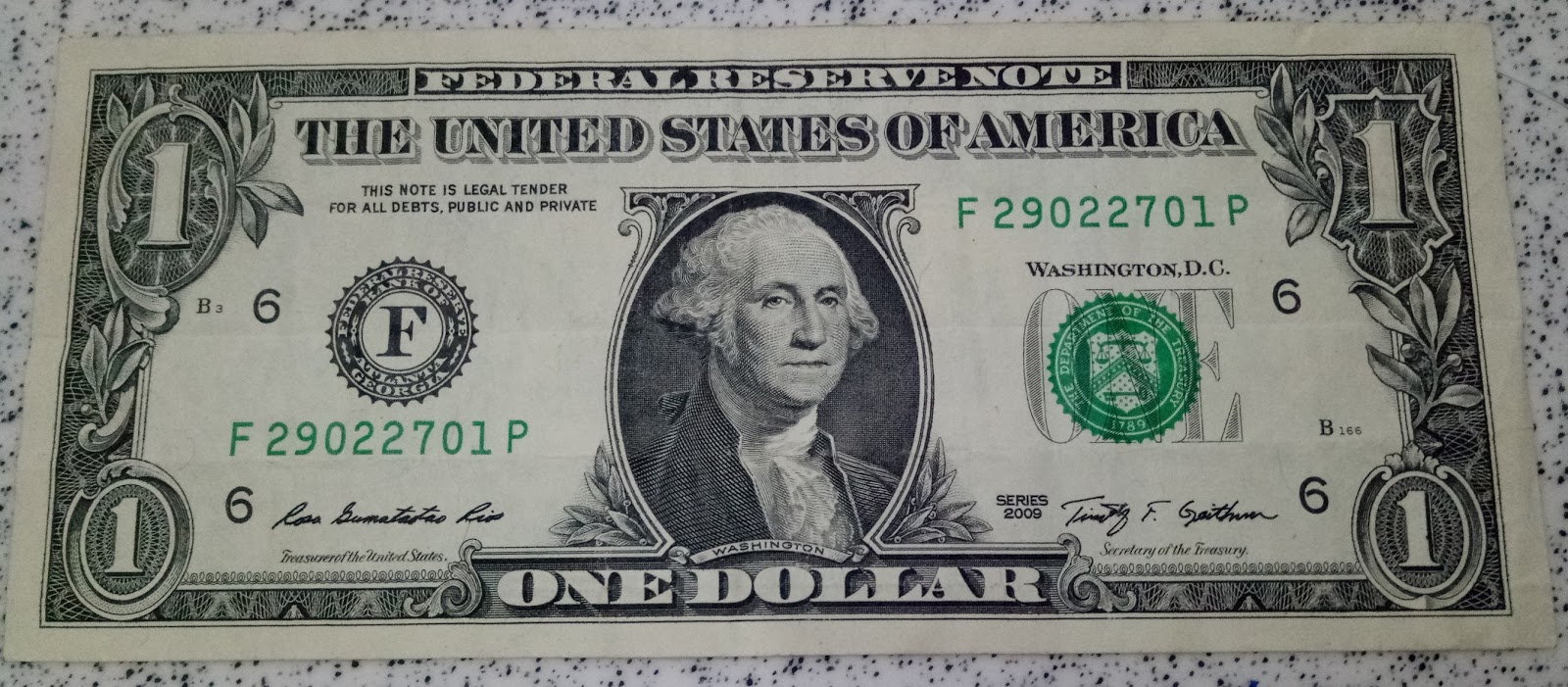  Uang  Kertas Satu Dollar Amerika  2009