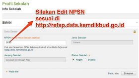 Edit NPSN Sekolah di Padamu Negeri