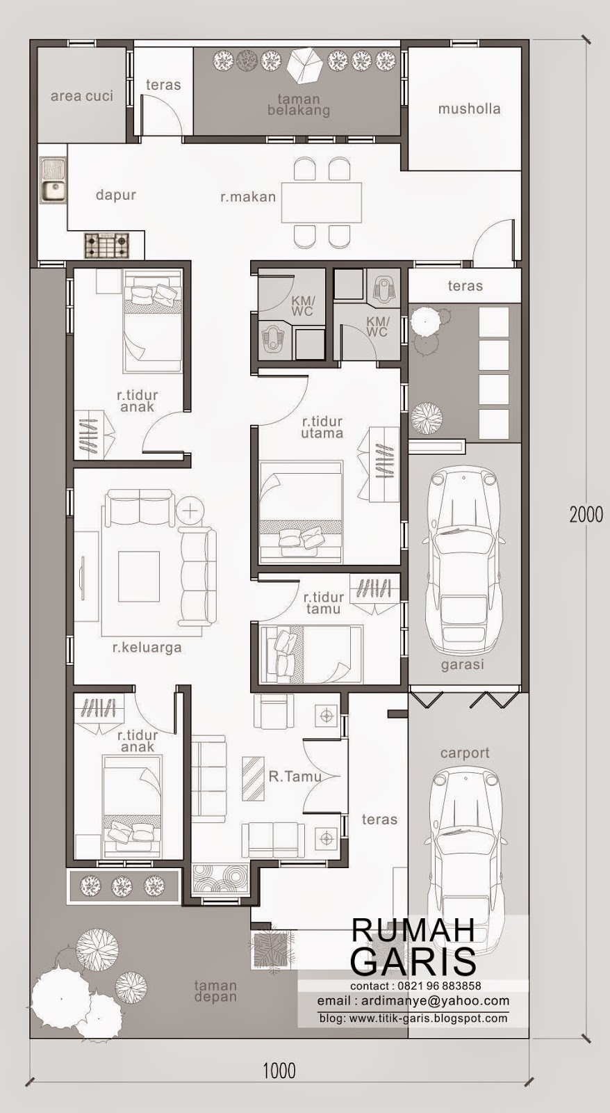 Desain Rumah Tinggal 1 lantai milik Ibu Saskiah di Kab 