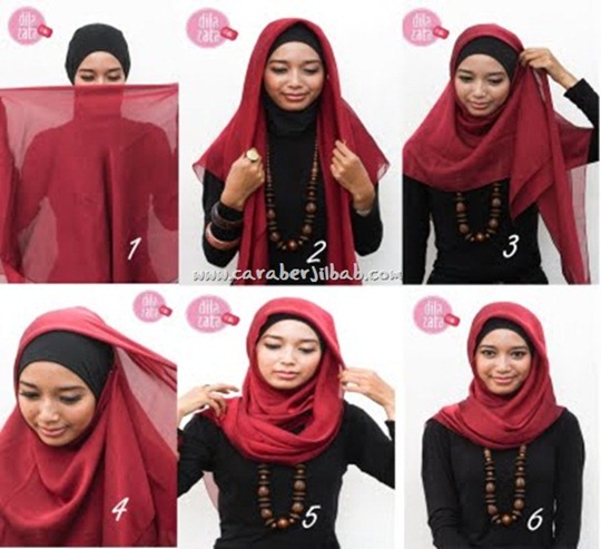 Cara Memakai Jilbab Segi Empat