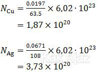 Jumlah atom Cu dan Ag yang mengendap pada katoda