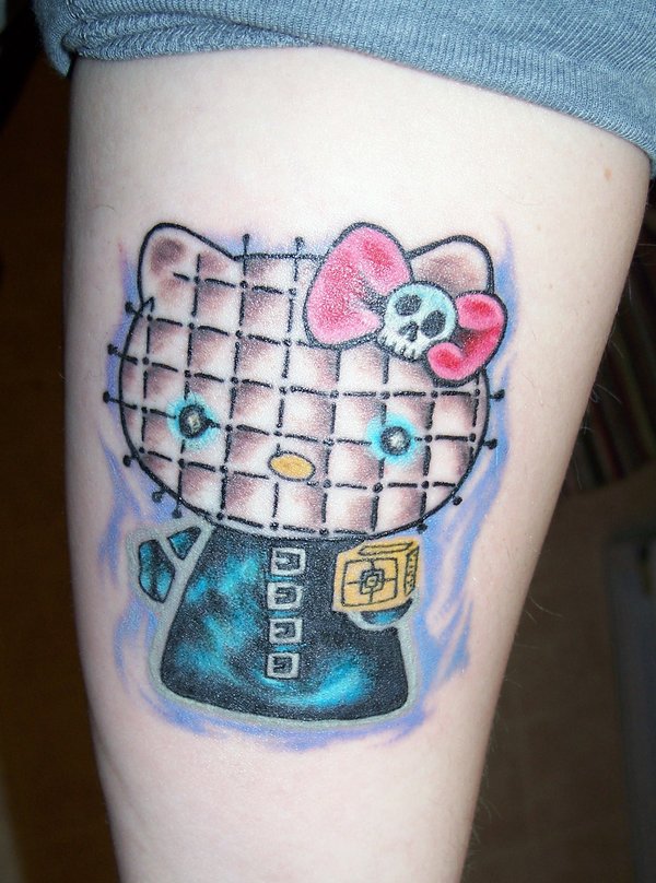 hello kitty tattoo art. Hello Kitty tattoo, leg tattoo