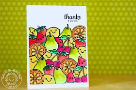 Sunny Studio Stamps: Fresh & Fruity Thanks A Bunch Layered Fruit Card by Eloise Blue.