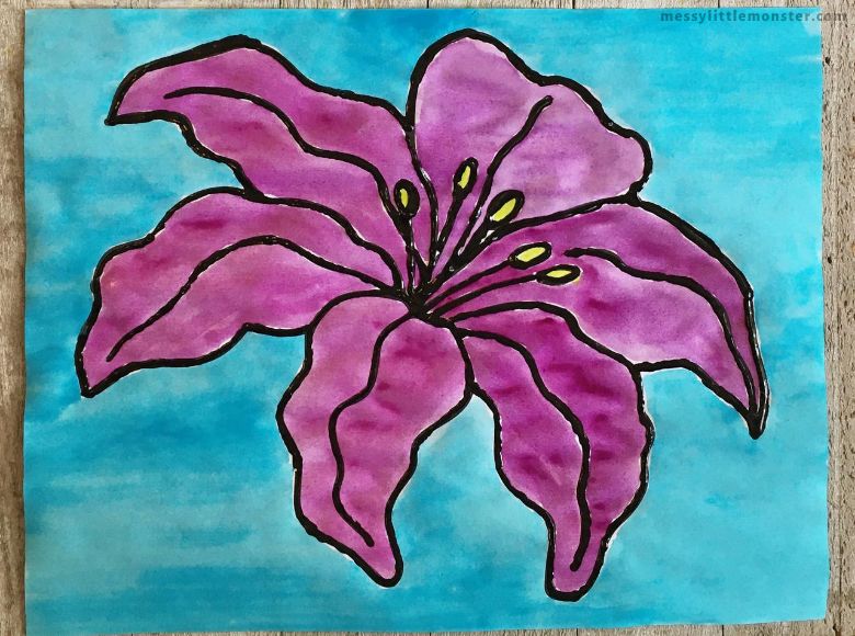 Georgia o keeffe flower watercolor painting for kids