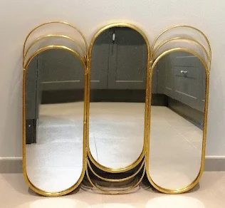 miroir triptyque or