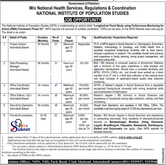 Today Jobs Update Ministry of National Health Services Jobs 2023