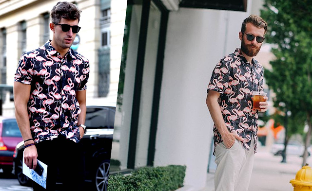 Look Masculino com Camisa Estampada flamingos