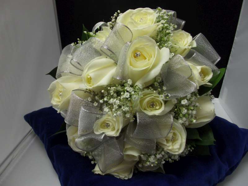 Jill's silver themed wedding bouquet September 2011