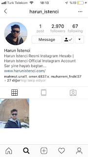 Harun İstenci'nin @harun_istenci adıyla yeni Instagram hesabı