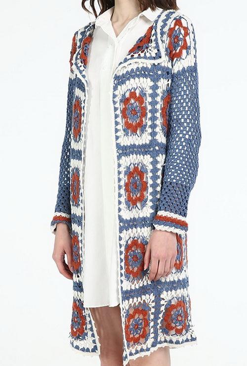 Granny square crochet cardigan easy long cardigan for woman