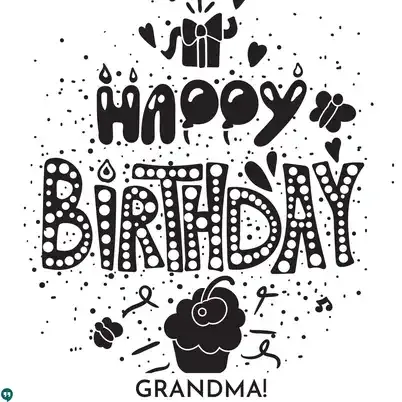 happy birthday grandma black and white images with cupcake