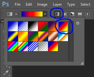 Select the gradient spectrum color and the Linear Gradient option.