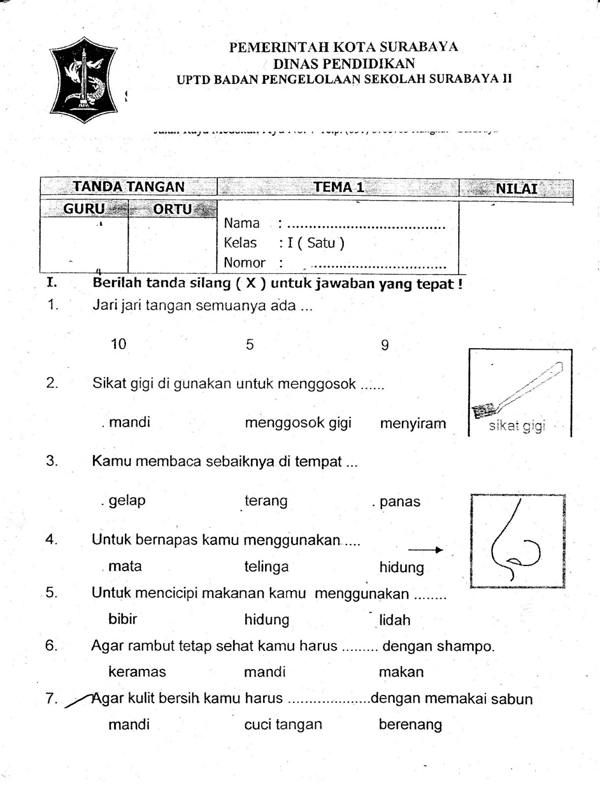 SD Kelas 1 Semester Ganjil TA 2015 2016 Kurikulum 2013