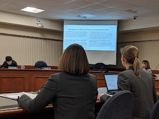 School Business Administrator Miriam Goodman and Superintendent Sara Ahern presenting the School Budget proposal for FY 2020