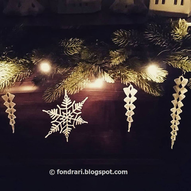 Crochet snowflake and icecles