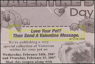 funy stupid news ad for valentines messages for pets if they could read