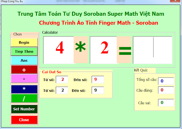 Giao diện chính phần mềm luyện thi toán tư duy