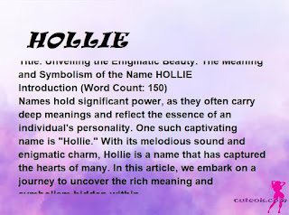 meaning of the name "HOLLIE"