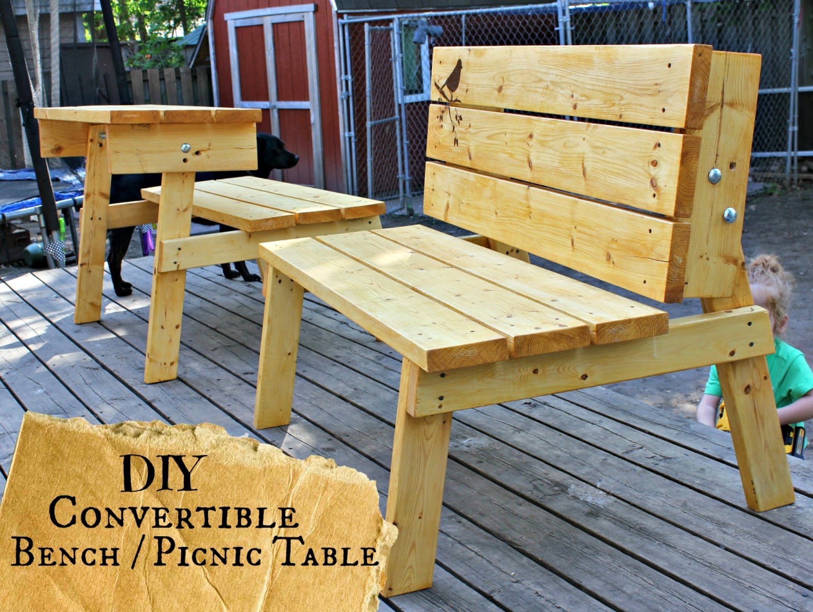  Kind of Crazy: Convertible Bench/Picnic Table you can make TOMORROW