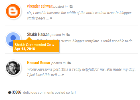 recent comments widget for blogger