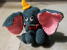 Dumbo the flying elephant pattern, free crochet Dumbo elephant pattern, free crochet elephant amigurumi pattern, free crochet elephant stuff toy pattern,