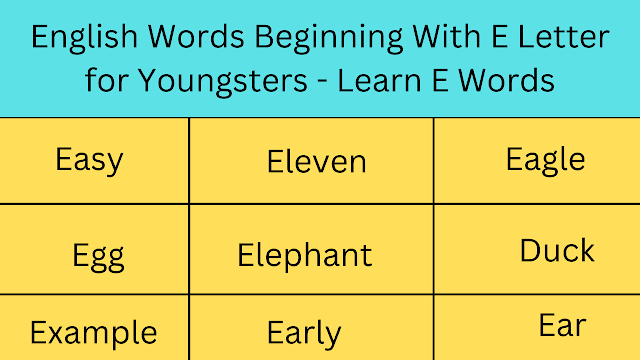 English Words Beginning With E Letter for Youngsters - Learn E-Words