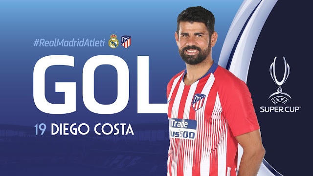 Diego Costa scores for Atletico Madrid against Real Madrid UEFA Super cup