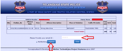 Step 4: Pay Traffic E-Challan Online