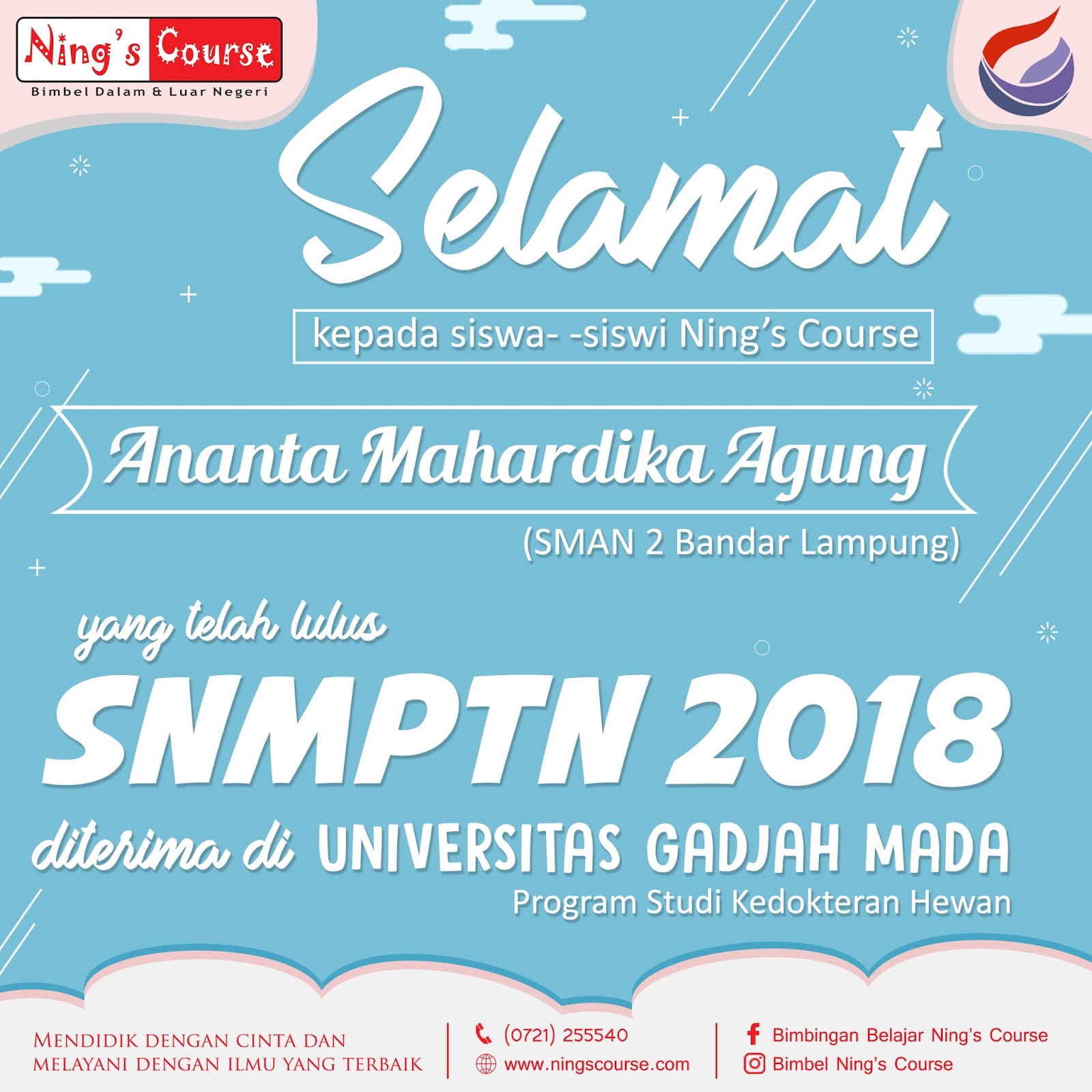 Siswa Ning s Course Lulus SNMPTN 2018 Diterima di UGM